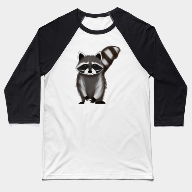 Cute Raccoon Drawing Baseball T-Shirt by Play Zoo